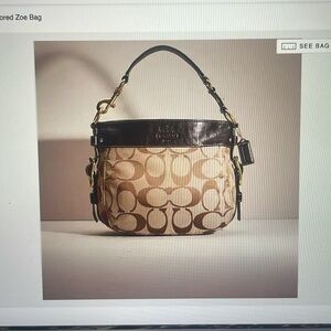 Vintage Coach Signature Fabric Zoe Bag with Dogleash Strap